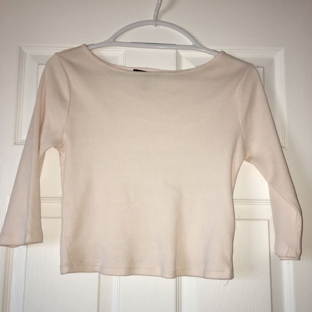 FOREVER 21 light pink/creme mid sleeve top